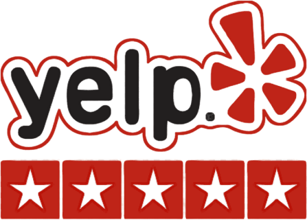 Yelp logo with five-star rating for Statler Orthodontics dental practice review.