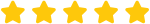 Five gold stars displayed in a row representing an excellent customer rating or review.