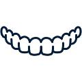 Smiling teeth illustration depicting proper dental alignment and orthodontic care results.