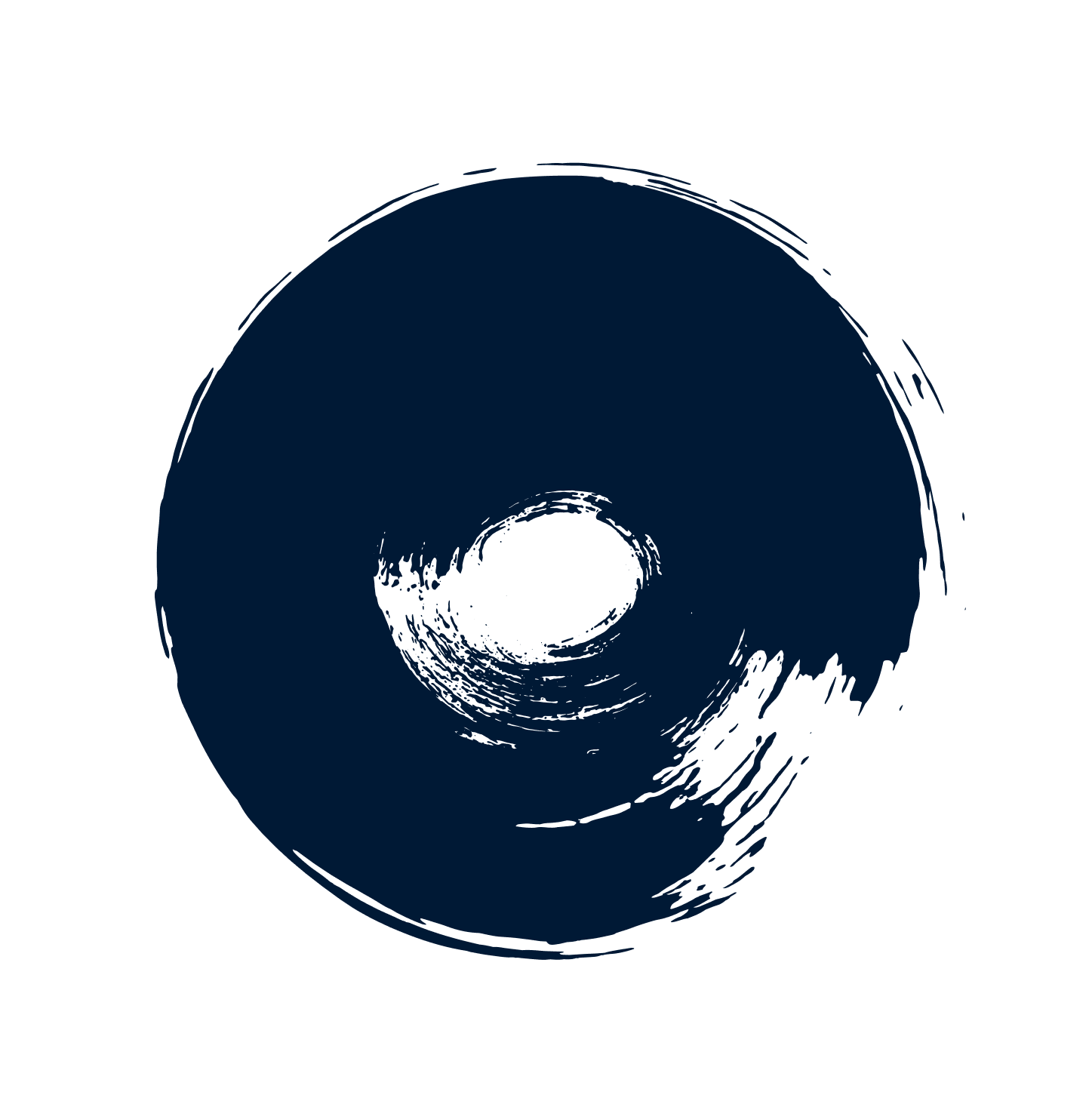 Dark circular brushstroke design with white center void, minimalist logo for Statler Orthodontics branding.