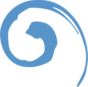Blue spiral logo with seahorse silhouette for Statler Orthodontics dental practice.