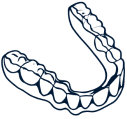 Orthodontic braces showing upper and lower dental alignment wires and brackets for teeth correction.