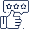 Thumbs up hand with three-star rating badge indicating positive orthodontic patient review or satisfaction.